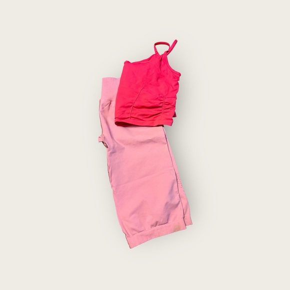 Free People Pants - Free People women's crop tank/capril leggings set size Lg/XL pink NWOT